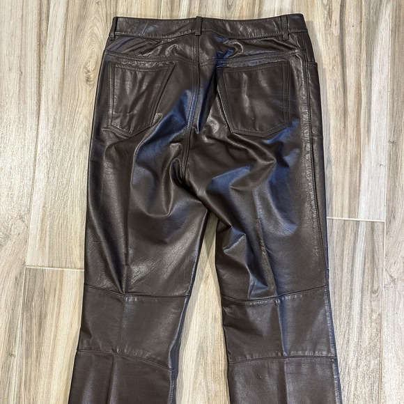 VTG Ralph Lauren Pants Dark Brown Leather Size 10 Minimalist Biker Preppy Casual - Picture 8 of 9